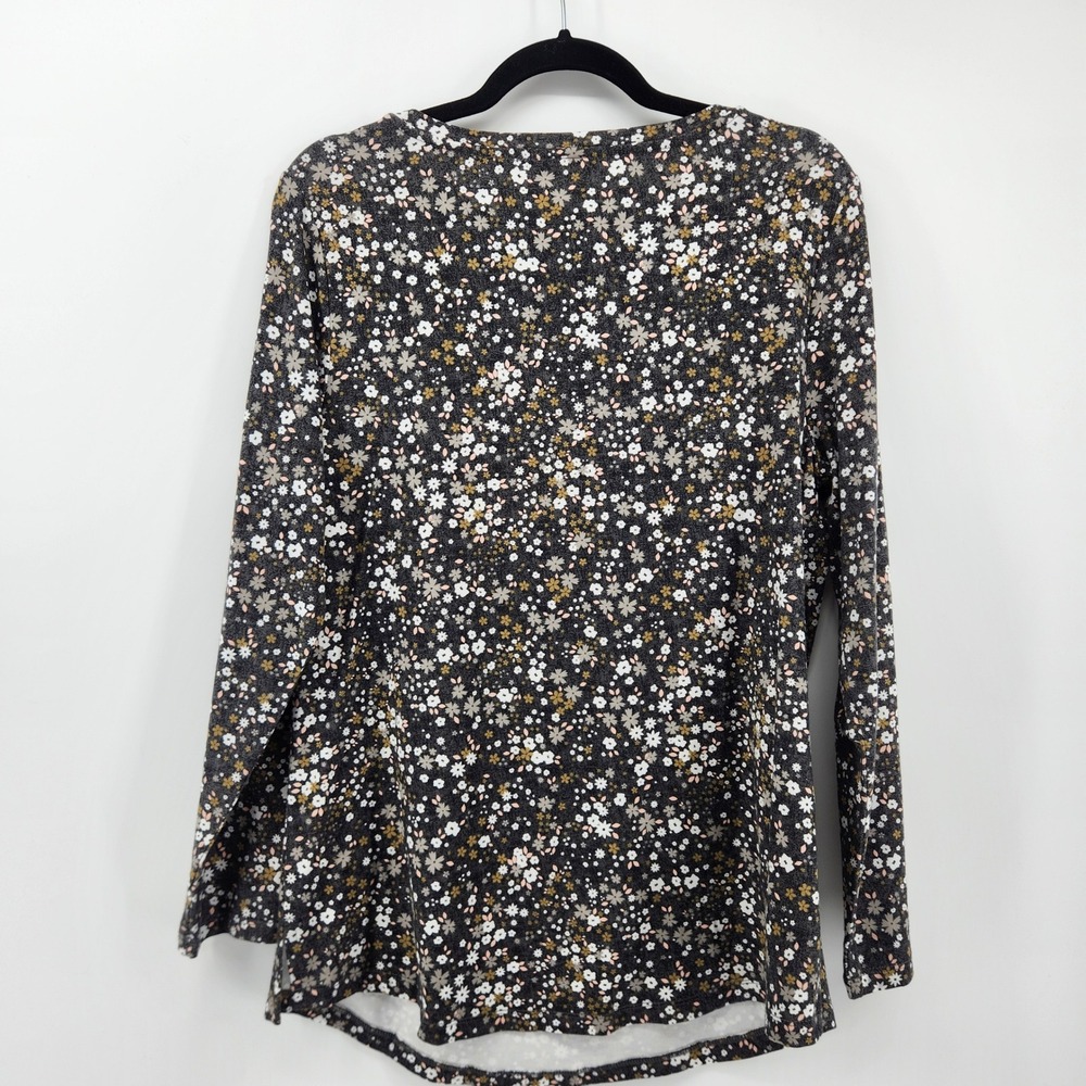 Isaac Mizrahi Multicolor Floral Long Sleeve Casual T Shirt Top Women's Medium - Picture 2 of 6